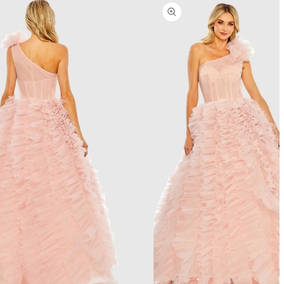 NWT | Mac Duggal 20592 Light Pink Glitter Tulle Gown Size 2 - Picture 4 of 16